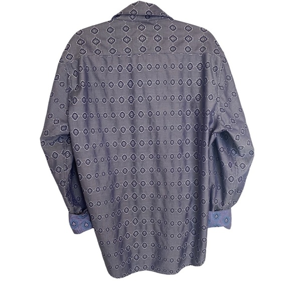 ROBERT Graham Luxury Dress Shirt Blue and White Pattern Size XL - Picture 4 of 10